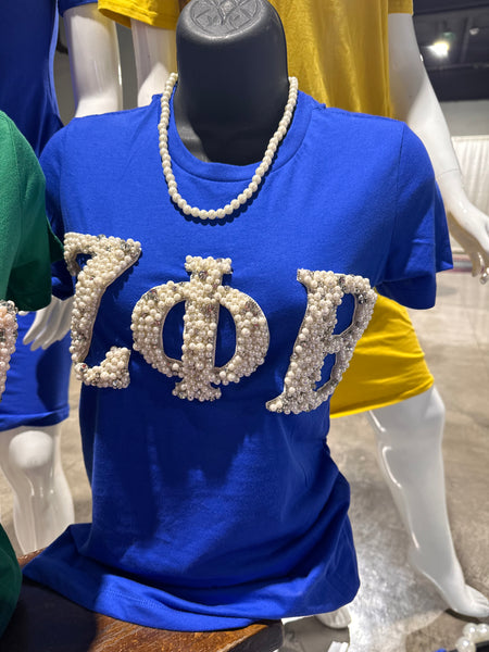 ΔΣΘ 13 Pearl Embellished Tee Shirt – Zoeticcouture