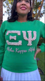 AKA Green Custom Chapter Pearl Embellished Sweatshirt