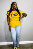 ΣΓΡ Custom Pearl Embellished Gold Tee shirt