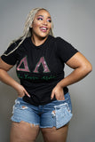 AKA Custom Sequin Chapter Lightweight Black Tee shirt