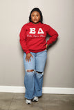 ΔΣΘ Custom Pearl Embellished Crimson Sweatshirt