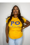 ΣΓΡ Custom Pearl Embellished Gold Tee shirt