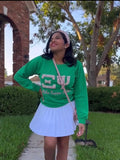 AKA Green Custom Chapter Pearl Embellished Sweatshirt