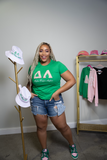 AKA Custom Pearl Embellished Green Tee shirt