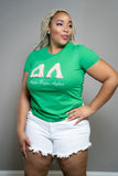 AKA Custom Pearl Embellished Green Tee shirt