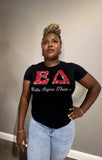 ΔΣΘ Custom Pearl Embellished Black Tee shirt