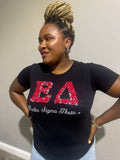 ΔΣΘ Custom Pearl Embellished Black Tee shirt