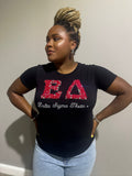 ΔΣΘ Custom Pearl Embellished Black Tee shirt