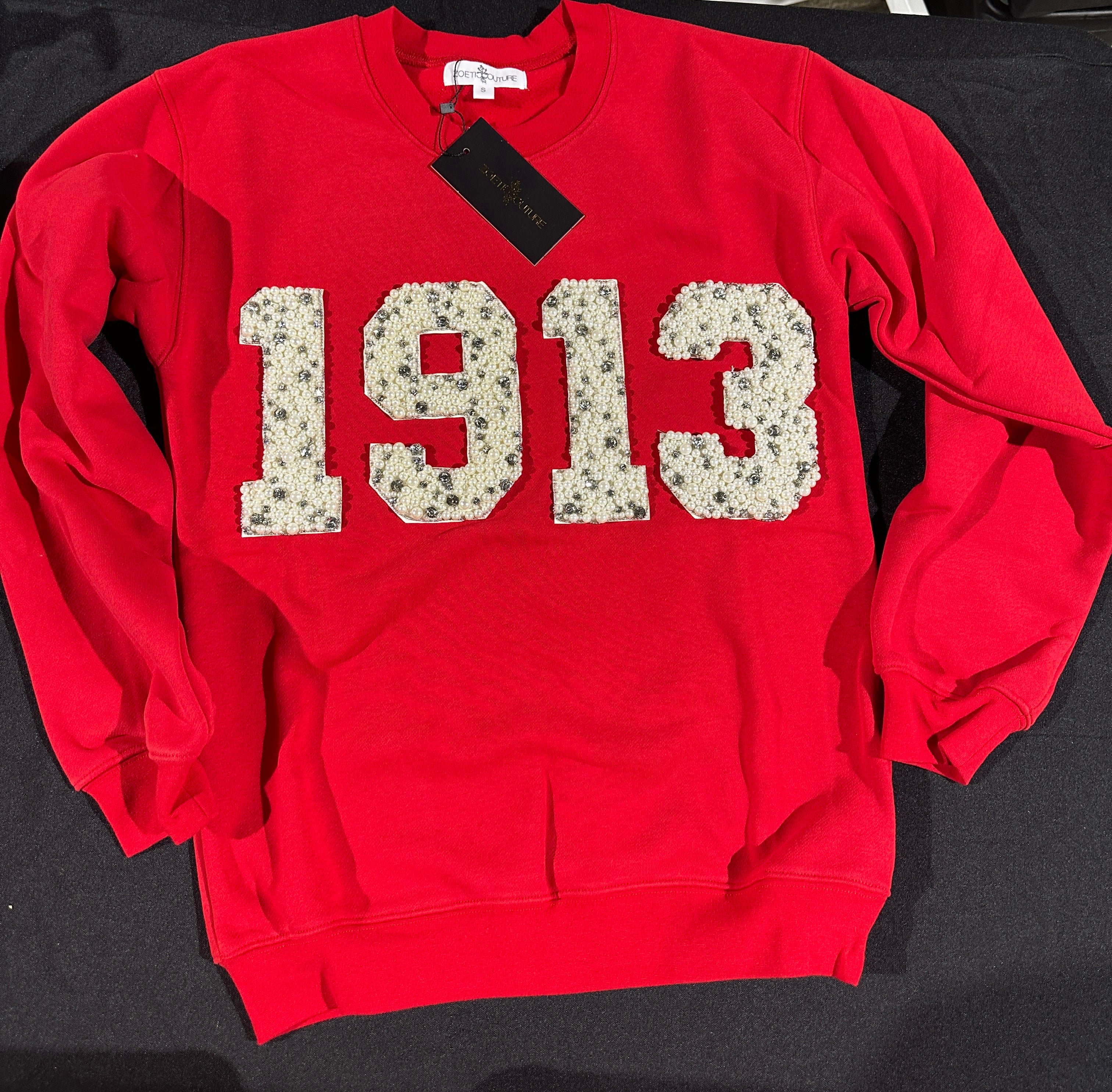ΔΣΘ 1913 Red Pearl Embellished Sweatshirt