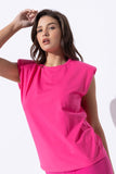 Pink Shoulder Pad Tee- SAMPLE SALE