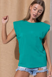 TEAL Shoulder Pad Tee- SAMPLE SALE