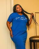 ΖΦΒ Blue Pearl Studded Tee Shirt Dress