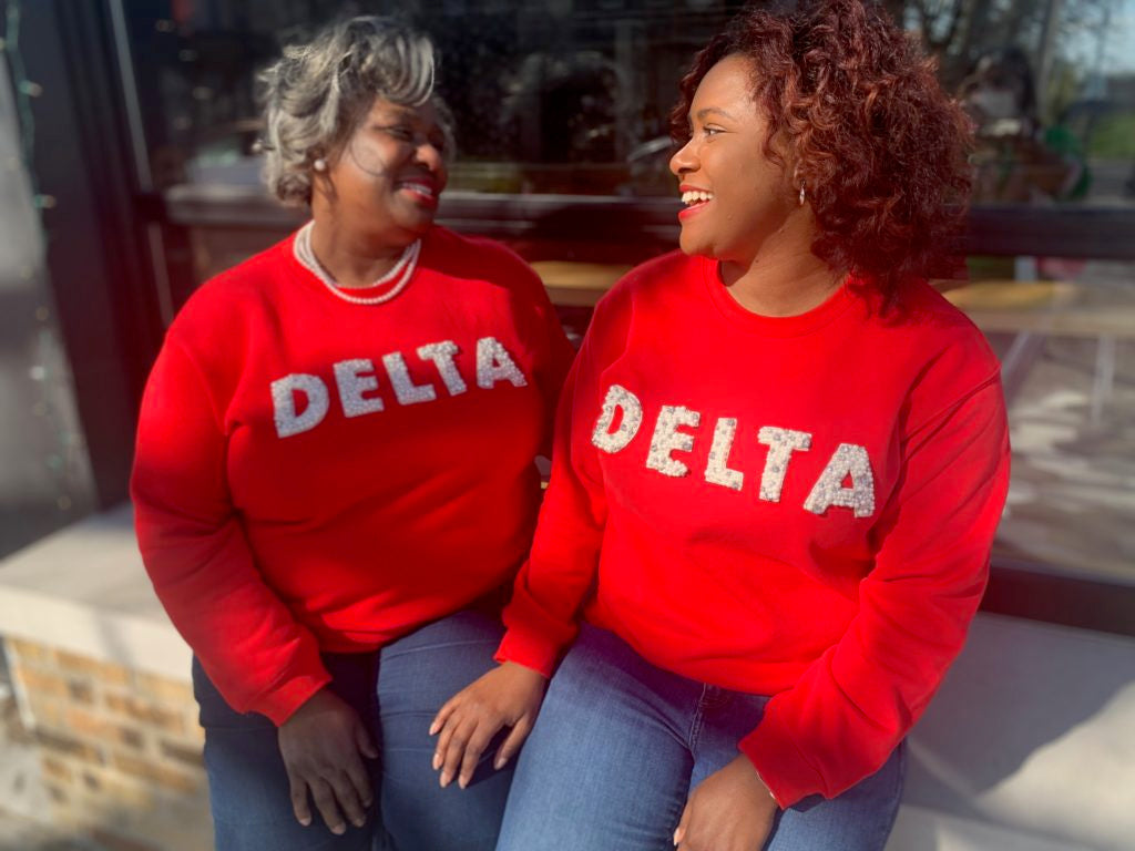 ΔΣΘ "Delta" Pearl Embellished Sweatshirt