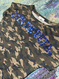 ΖΦΒ Sequin Front Camouflage Short Sleeve Shirt