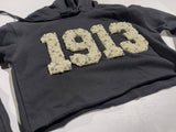 ΔΣΘ 1913 Pearl Embellished Black Crop Top Hoodie