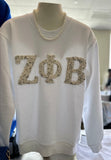ΖΦΒ White Pearl Embellished Sweatshirt