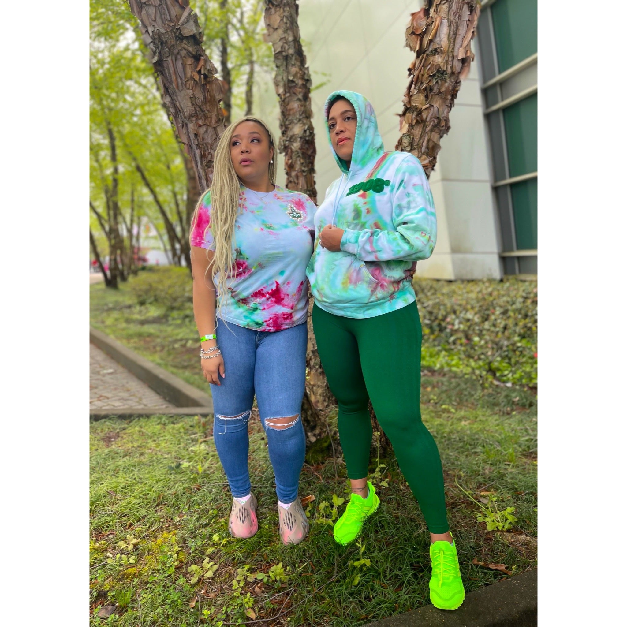 AKA Green & Pink Hoodie to, "TIE DYE" for!