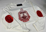 ΔΣΘ Off White Sequin Shield Lightweight Sweatshirt