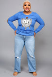 ΣΓΡ Rhoyal Blue Sequin Shield Lightweight Sweatshirt
