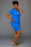 ΣΓΡ RHOYAL Blue Pearl Studded Tee Shirt Dress